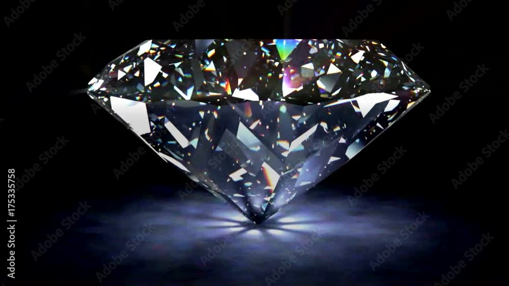 spinning diamond isolated on black background.
