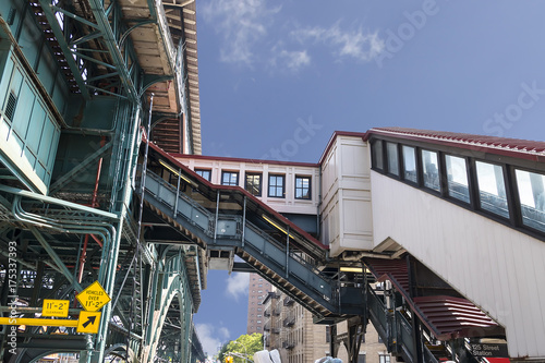 Photography Famous stairs to 125 Street Subway Station in Harlem, New York City