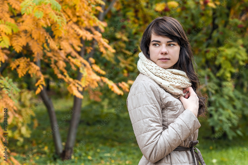 Girl against the background of autumn foliage Girl against the background of autumn foliage