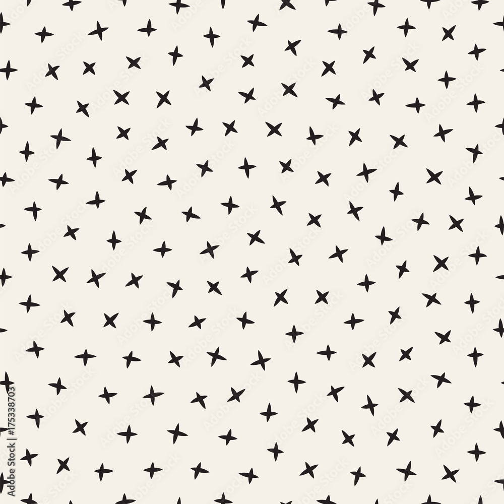 Obraz premium Scattered Geometric Line Shapes. Abstract Background Design. Vector Seamless Black and White Pattern.