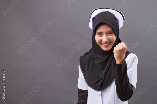 strong successful confident happy muslim nurse