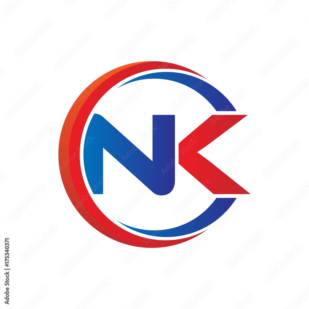nk logo vector modern initial swoosh circle blue and red nk logo vector modern initial swoosh circle blue and red