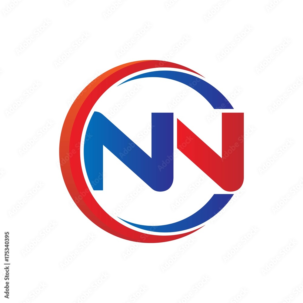 nn logo vector modern initial swoosh circle blue and red nn logo vector modern initial swoosh circle blue and red