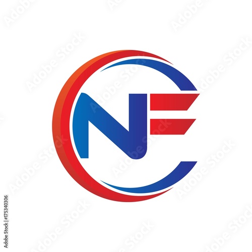 nf logo vector modern initial swoosh circle blue and red