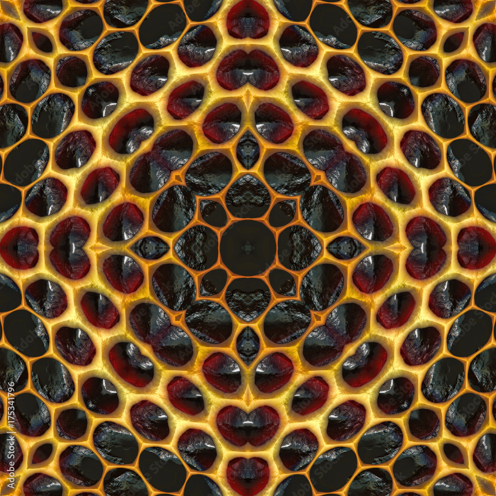 3D Illustration - abstrakt Waben hexagonal symmetrisch 3D Illustration - abstrakt Waben hexagonal symmetrisch