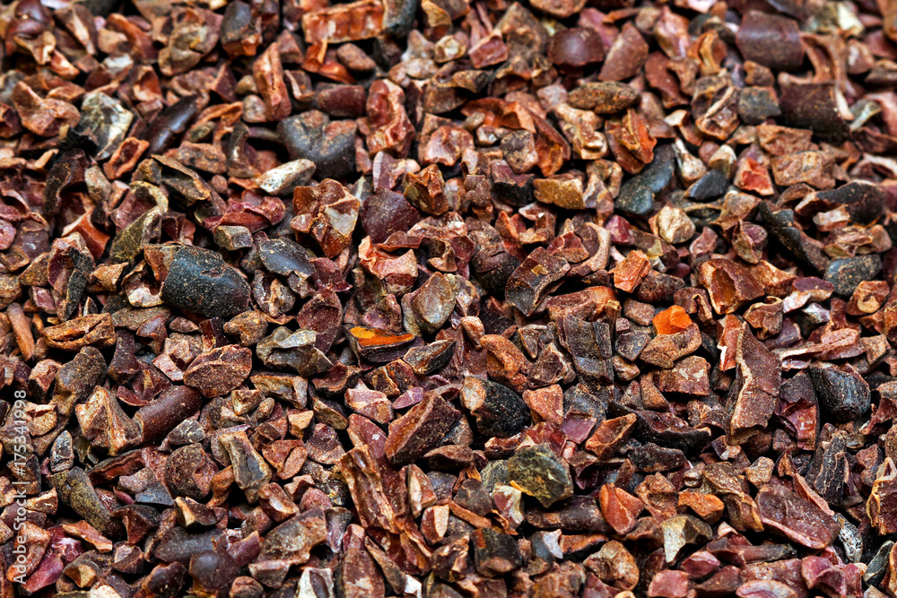 Organic cocoa nibs background Organic cocoa nibs background