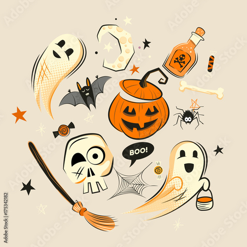 Halloween design vector decorations and characters.
