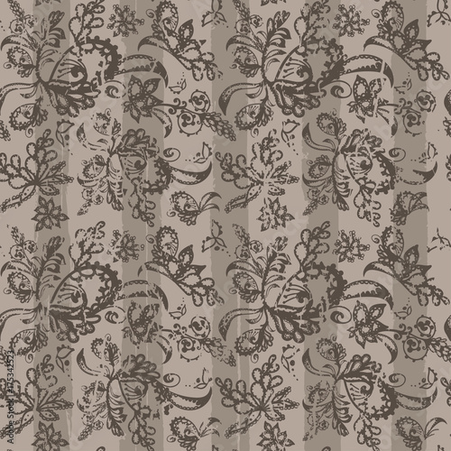  shabby flowery decor and bands seamless pattern