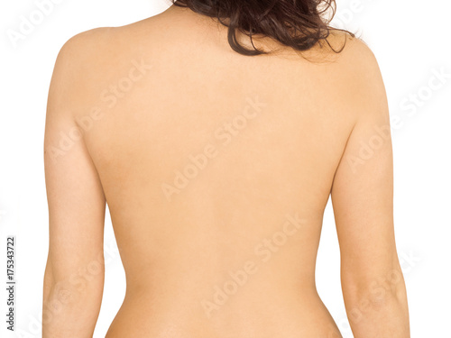 Espalda de mujer desnuda en fondo blanco aislado. Vista de frente Stock  Photo | Adobe Stock