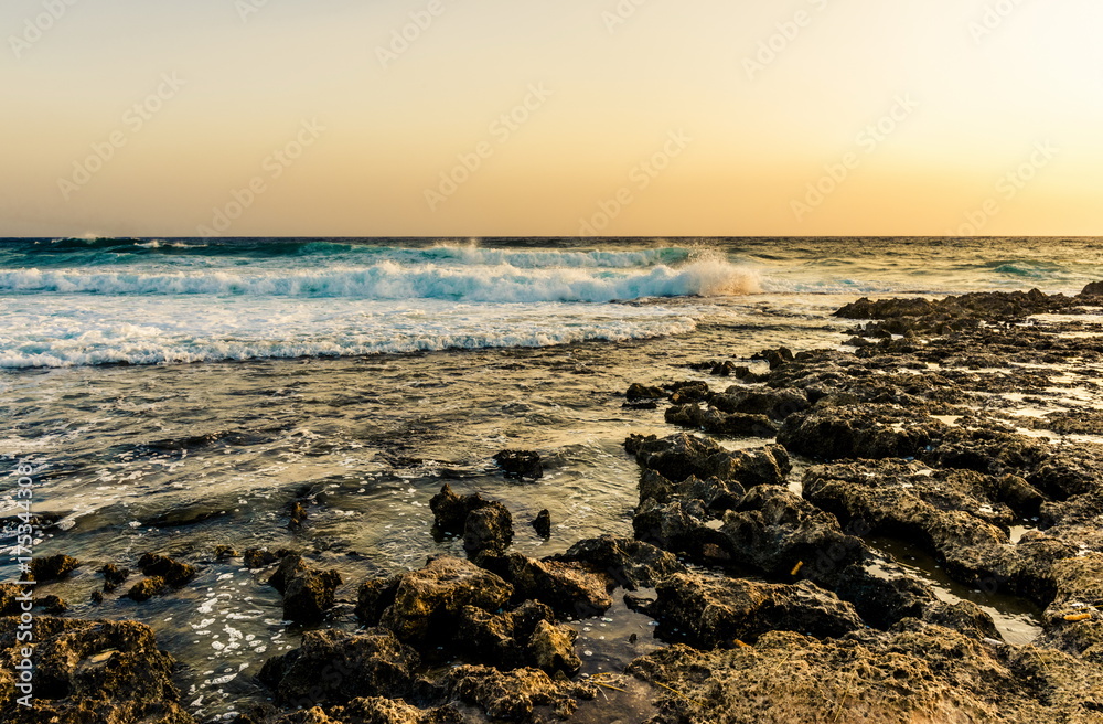 The rocky shore of the Mediterranean sea