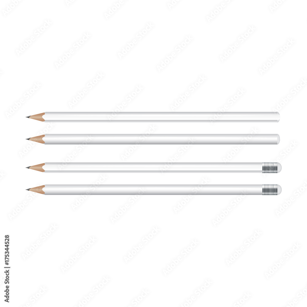 Fototapeta premium White pencil for your logo. Set of Vector Mock Up Template