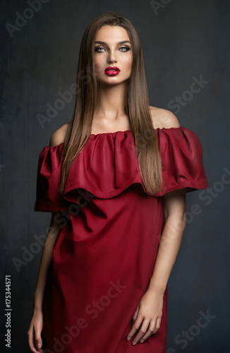 Young lady in red dress