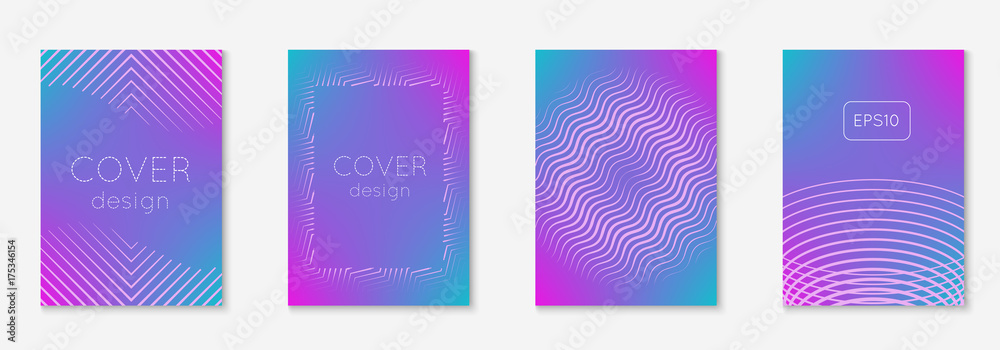 Abstract covers set. Minimal trendy vector with halftone gradients. Geometric future template for flyer, poster, brochure and invitation. Minimalistic colorful cover. Abstract EPS 10 illustration.