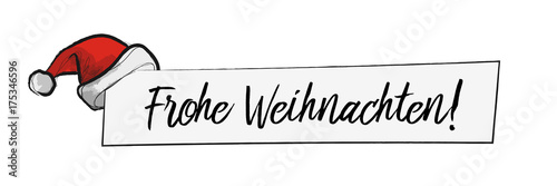 Papierstreifen - Frohe Weihnachten - mii Nikolausmütze