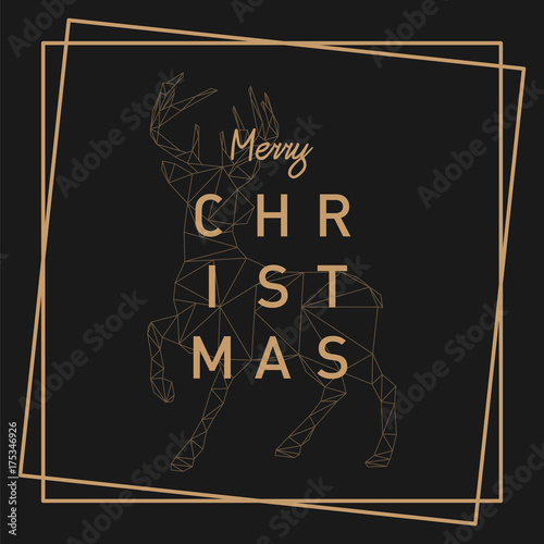 goldene Weihnachtsgrußkarte mit Polygon Rentier