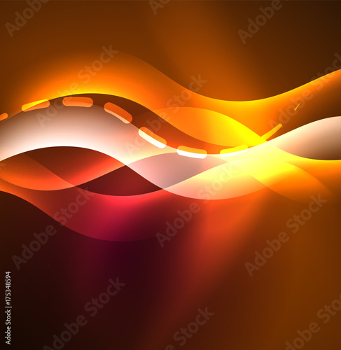 Vector glowing wave, smoke design wavy lines