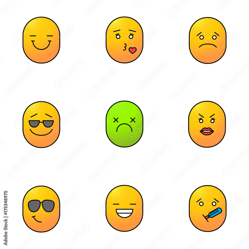 Fototapeta premium Smiles color icons set