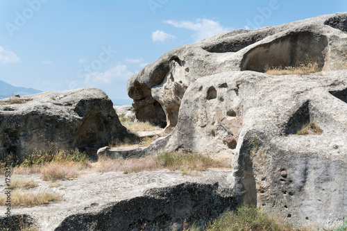 Archaeological excavations of dwelling and rooms in Uplistsikhe, an ancient rock-hewn town, Georgia