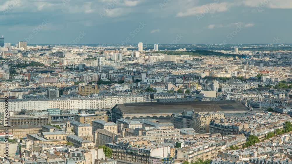 Panorama of Paris timelapse, France. Top view from Sacred Heart Basilica of Montmartre Sacre-Coeur . Panorama of Paris timelapse, France. Top view from Sacred Heart Basilica of Montmartre Sacre-Coeur .