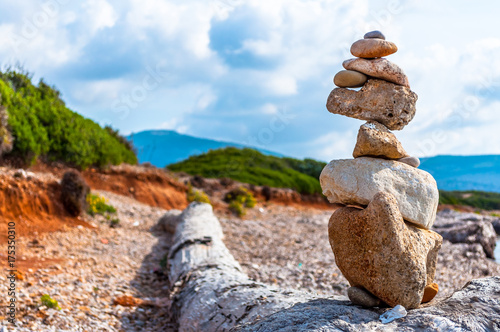 Pile of stones on the coast © replica73