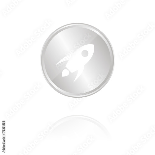 Rakete - Silber Münze mit Reflektion