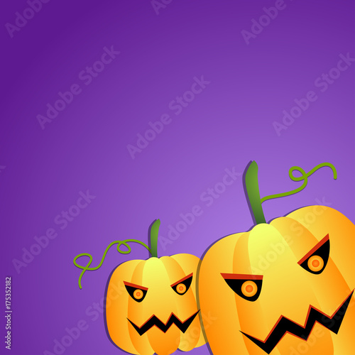 Scary halloween pumpkins purple banner