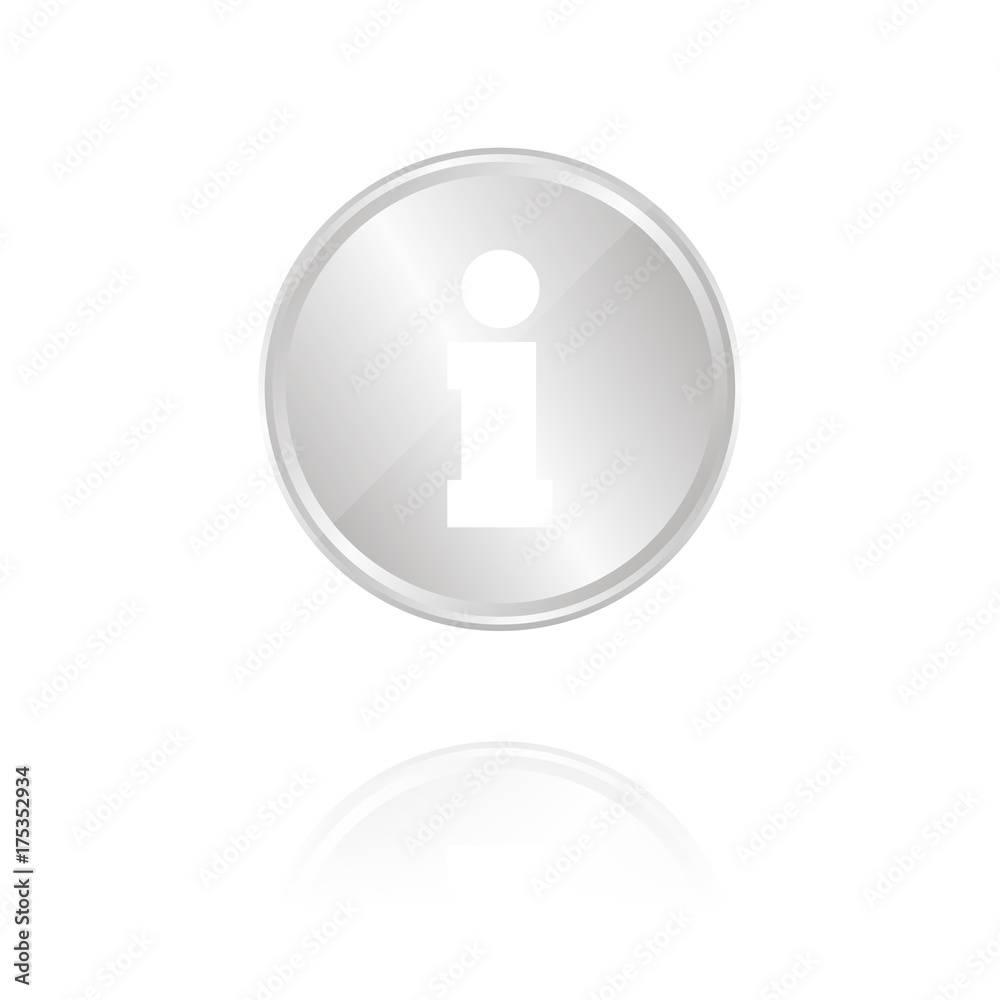 Informationssymbol - Silber Münze mit Reflektion Informationssymbol - Silber Münze mit Reflektion