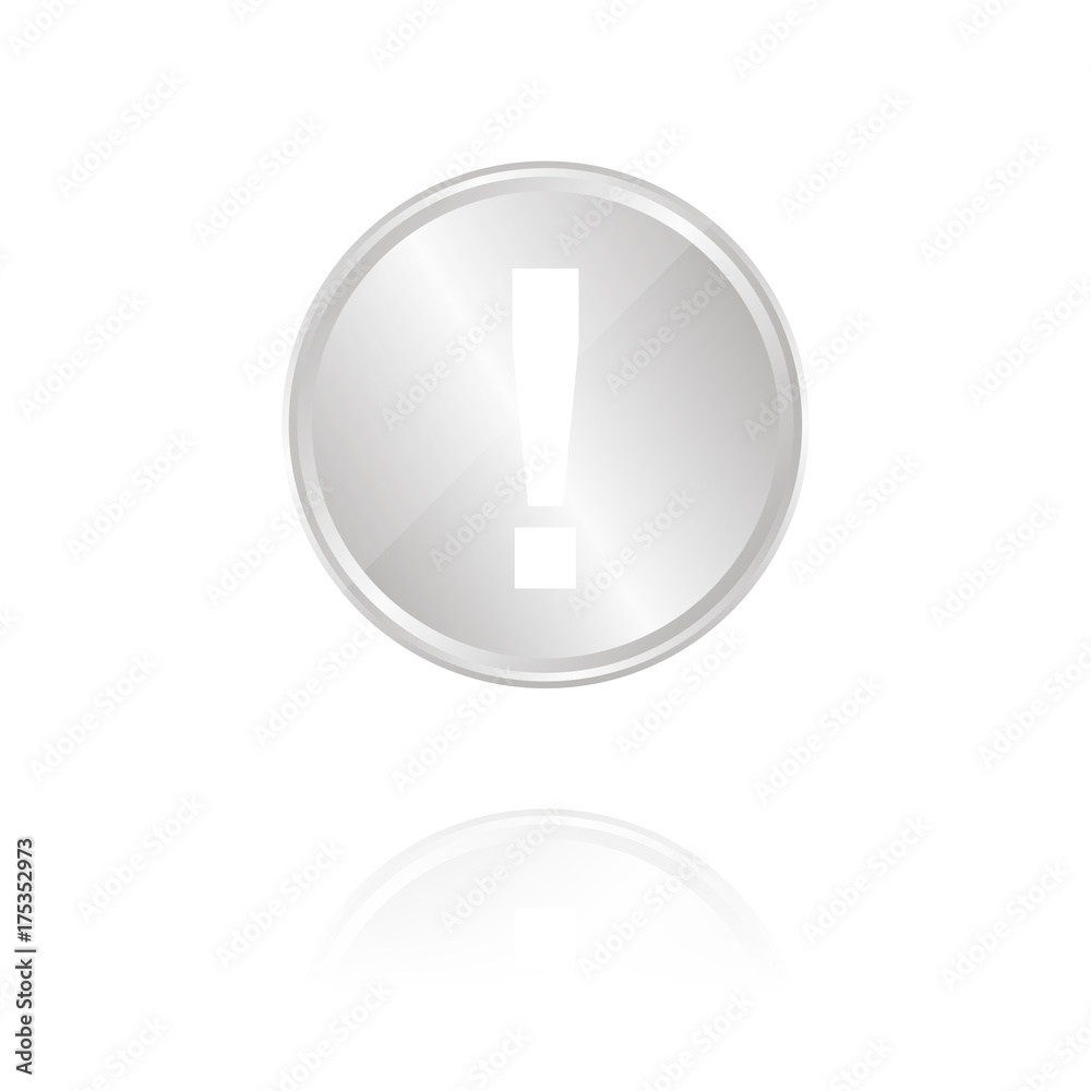 Achtung-Symbol - Silber Münze mit Reflektion