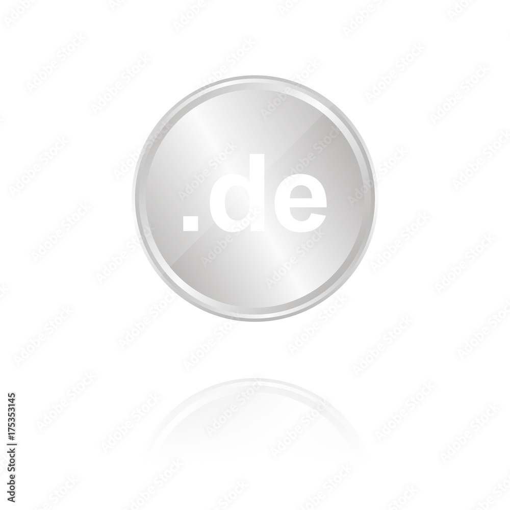 .de-Domain simpel - Silber Münze mit Reflektion