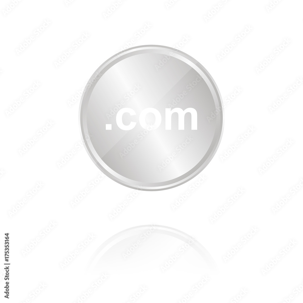 .com-Domain simpel - Silber Münze mit Reflektion .com-Domain simpel - Silber Münze mit Reflektion
