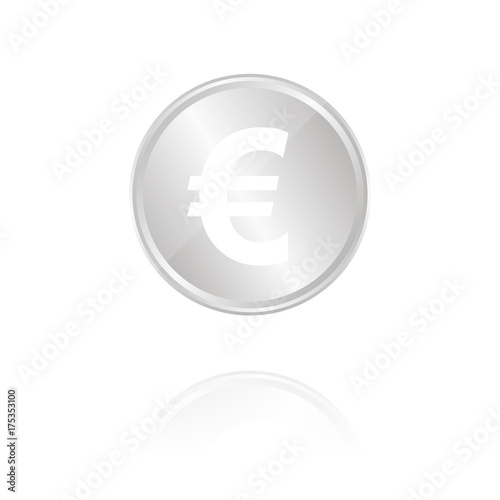 Eurozeichen - Silber Münze mit Reflektion