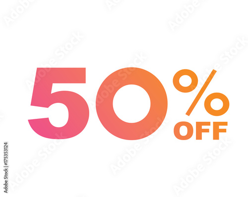 Luxury gradient orange to pink fifty percent special discount word text