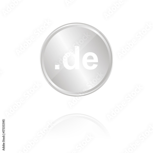 .de-Domain simpel - Silber Münze mit Reflektion