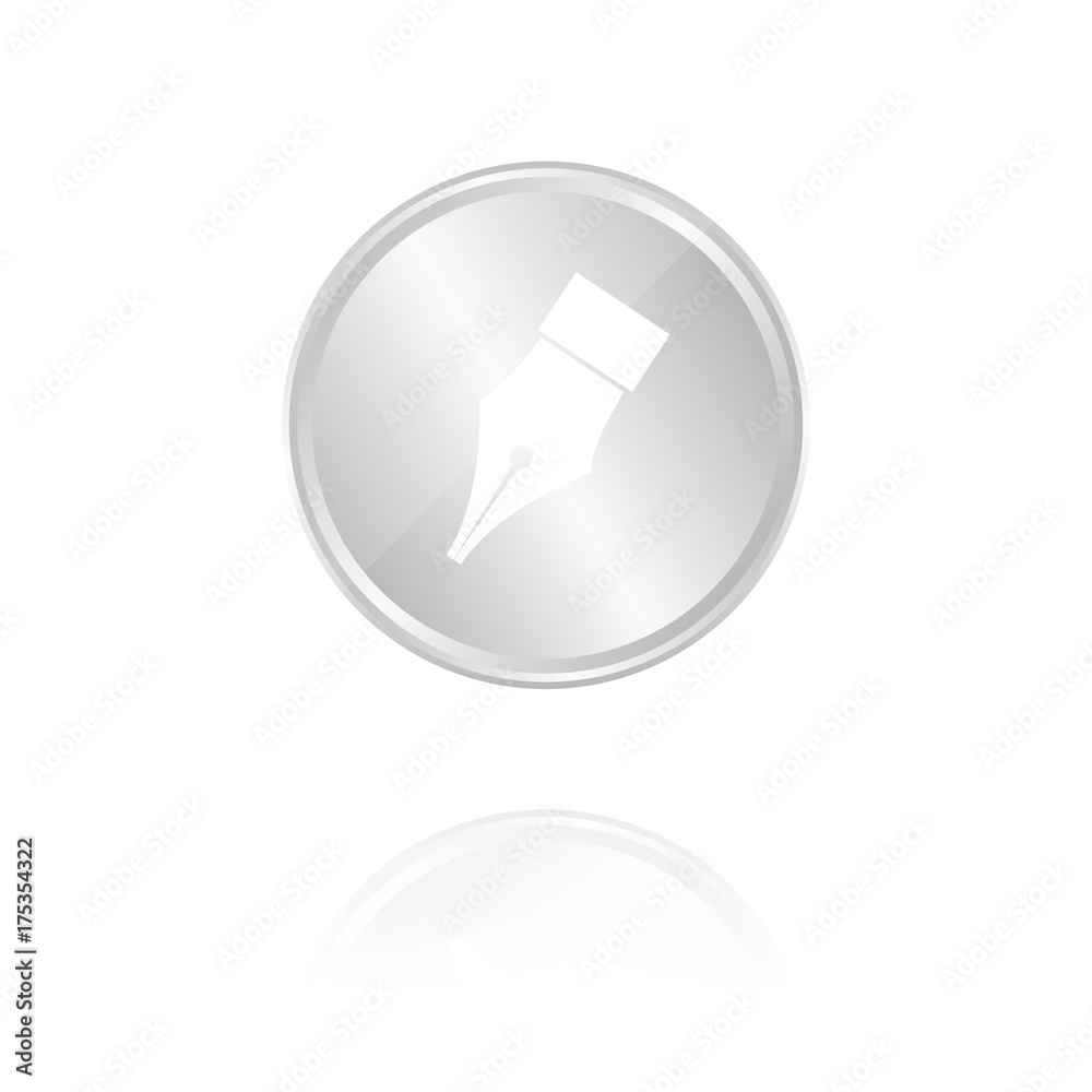 Federkiel - Silber Münze mit Reflektion Federkiel - Silber Münze mit Reflektion