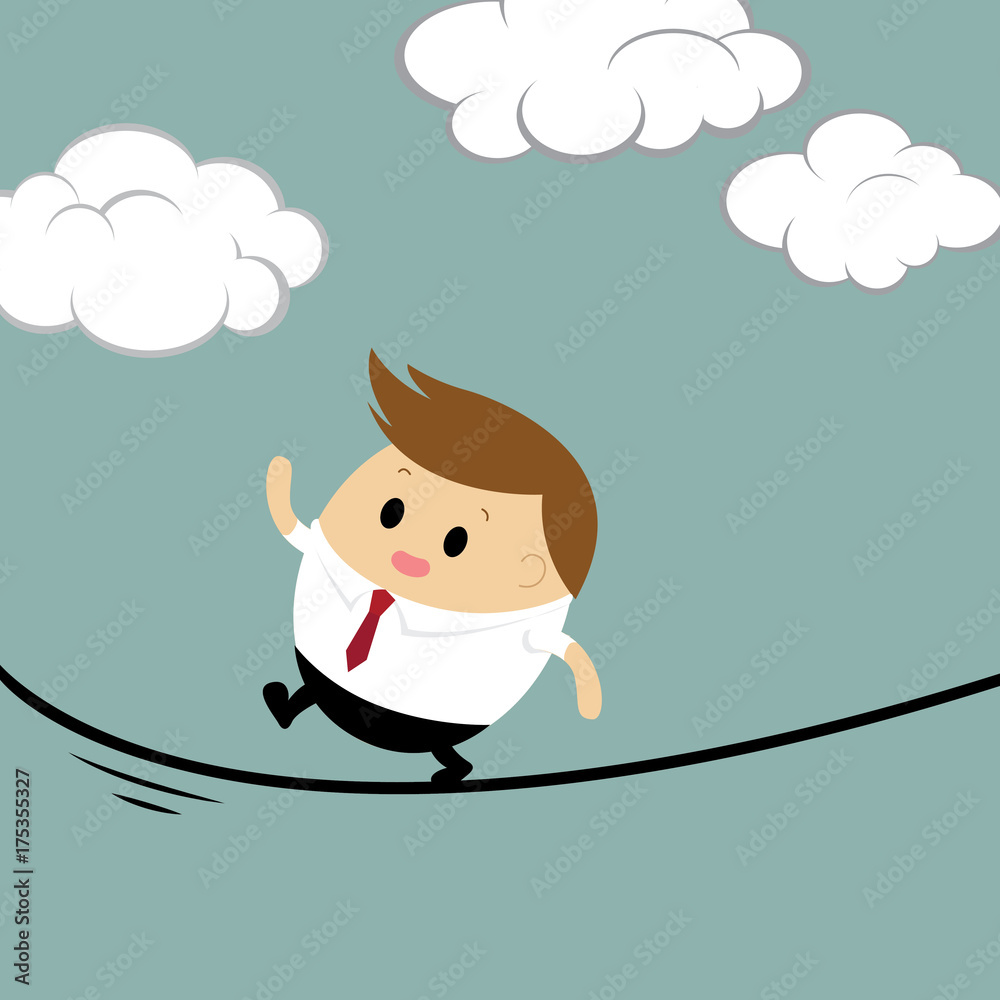 Vector of Business Man on a Wire. Business concept for Risk Management Vector of Business Man on a Wire. Business concept for Risk Management