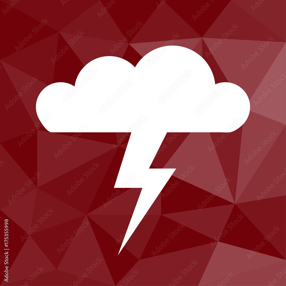 Gewitterwolke - Icon mit geometrischem Hintergrund rot