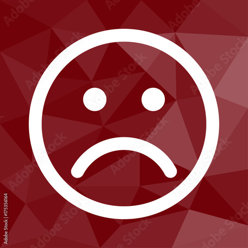 unglücklicher Smiley - Icon mit geometrischem Hintergrund rot
