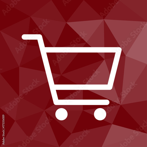 Einkaufswagen - Warenkorb - Icon mit geometrischem Hintergrund rot