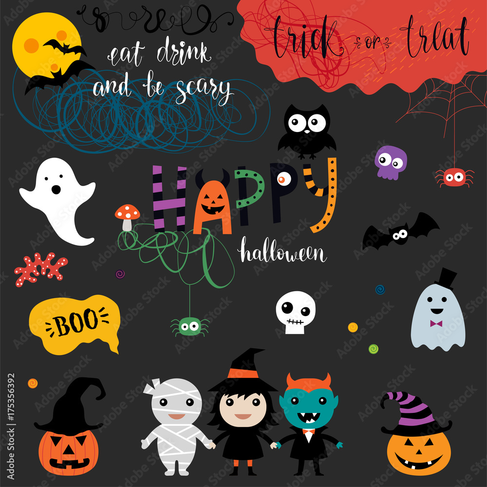 Cute Halloween Background. Vector illustration. Cute Halloween Background. Vector illustration.