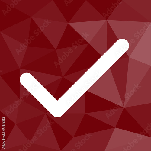 Haken - Icon mit geometrischem Hintergrund rot