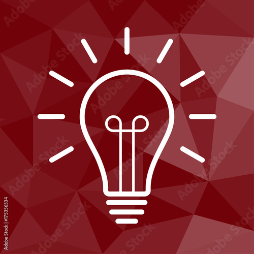 Glühbirne - Icon mit geometrischem Hintergrund rot