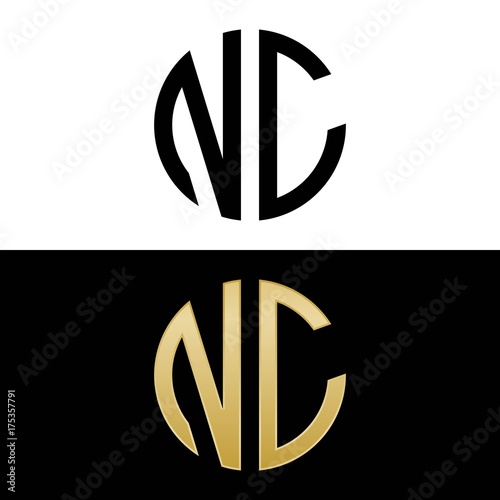 nc initial logo circle shape vector black and gold