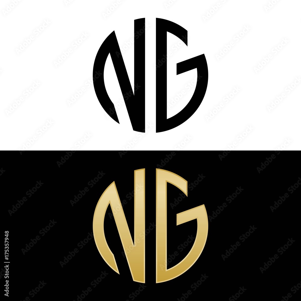 ng initial logo circle shape vector black and gold