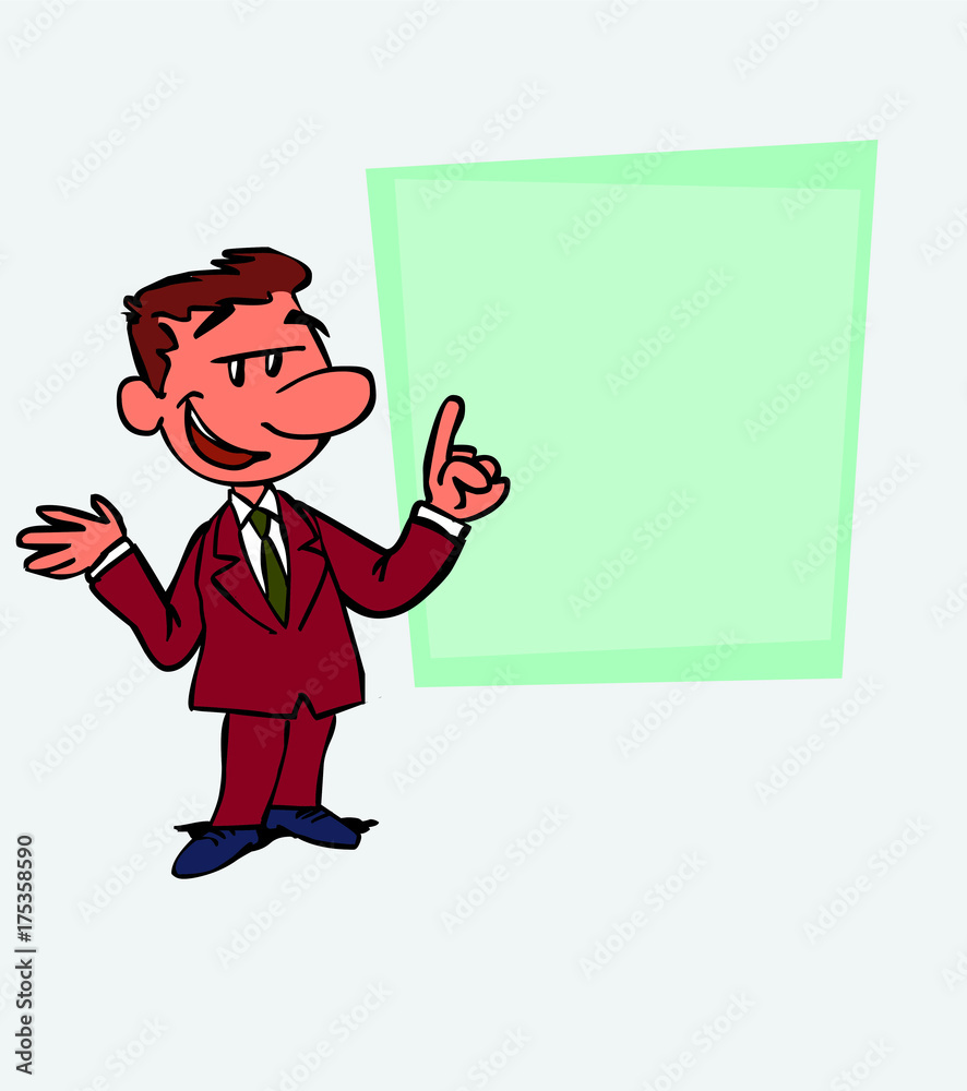 White businessman relaxed, speak content. Is showing, as in a presentation, the data you want. White businessman relaxed, speak content. Is showing, as in a presentation, the data you want.