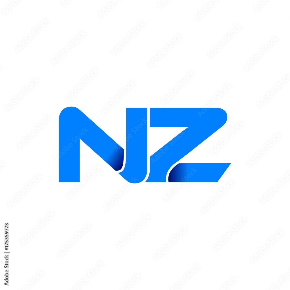 nz logo initial logo vector modern blue fold style nz logo initial logo vector modern blue fold style