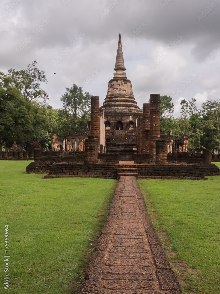 Traces of history of nations Thailand, ruins,Buddhist belief in the past.