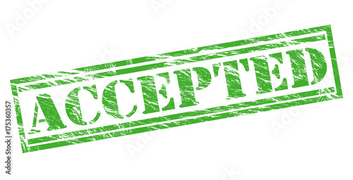 accepted green stamp on white background photo