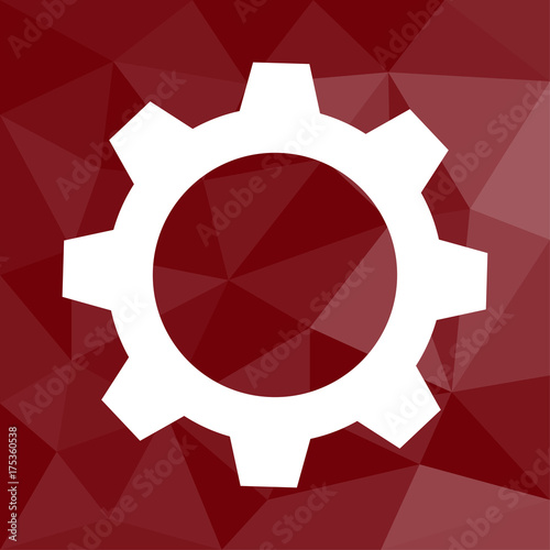 Zahnrad - Icon mit geometrischem Hintergrund rot