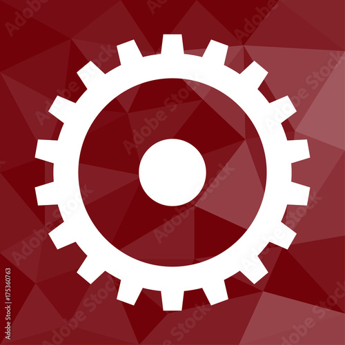 Zahnrad - Einstellungen - Icon mit geometrischem Hintergrund rot