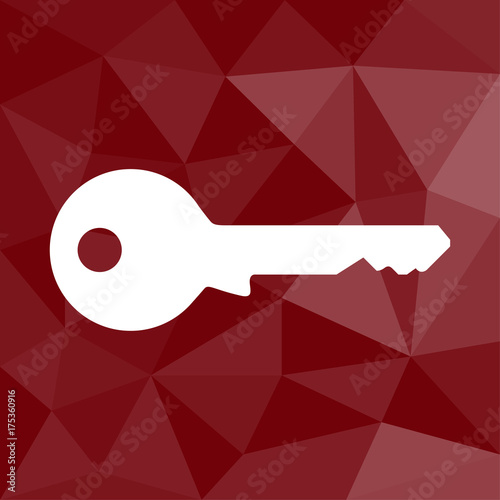 Schlüssel - Passwort - Icon mit geometrischem Hintergrund rot